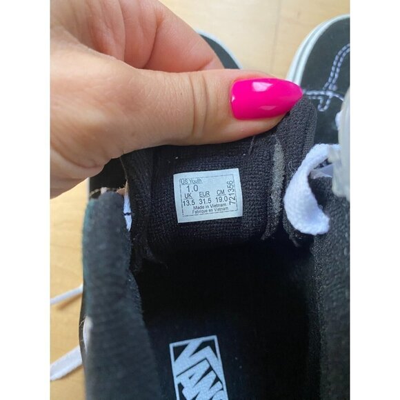 VANS Bnwt "Sk8" Hi Top Sneakers Boys New Black White - Picture 5 of 8